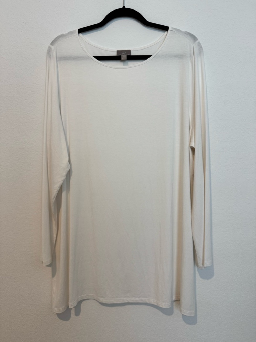 J. Jill Wearever Collection White Stretch Long Sleeve Scoop Neck Tunic Top